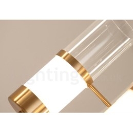 Lampadario rustico moderno contemporaneo in acciaio 6 luci con paralumi in vetro E14 Ø 65 cm H 80 cm