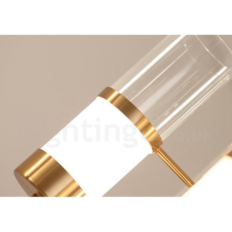 Lampadario rustico moderno contemporaneo in acciaio 6 luci con paralumi in vetro E14 Ø 65 cm H 80 cm