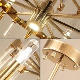 Lampadario moderno contemporaneo 18 luci in lega di alluminio con paralume in cristallo