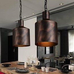 Lampadario a sospensione rustico Lodge Drum in metallo