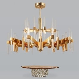 Lampadario moderno contemporaneo 18 luci in lega di alluminio con paralume in cristallo