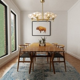 Lampadario contemporaneo 6 luci in lega di alluminio con paralume in vetro, E27, Ø 84 cm