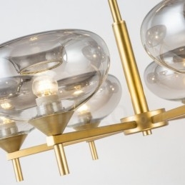 Lampadario contemporaneo 6 luci in lega di alluminio con paralume in vetro, E27, Ø 84 cm