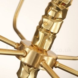 Lampadario contemporaneo in ottone a 8 luci con paralume in vetro, Ø 85 cm H 60 cm, attacco E14