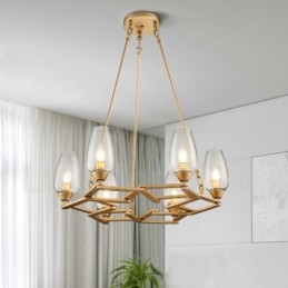 Lampada a sospensione moderna contemporanea in acciaio e vetro 6 luci E14 Ø61 cm H66 cm