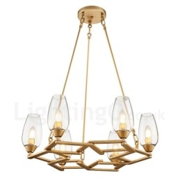 Lampada a sospensione moderna contemporanea in acciaio e vetro 6 luci E14 Ø61 cm H66 cm