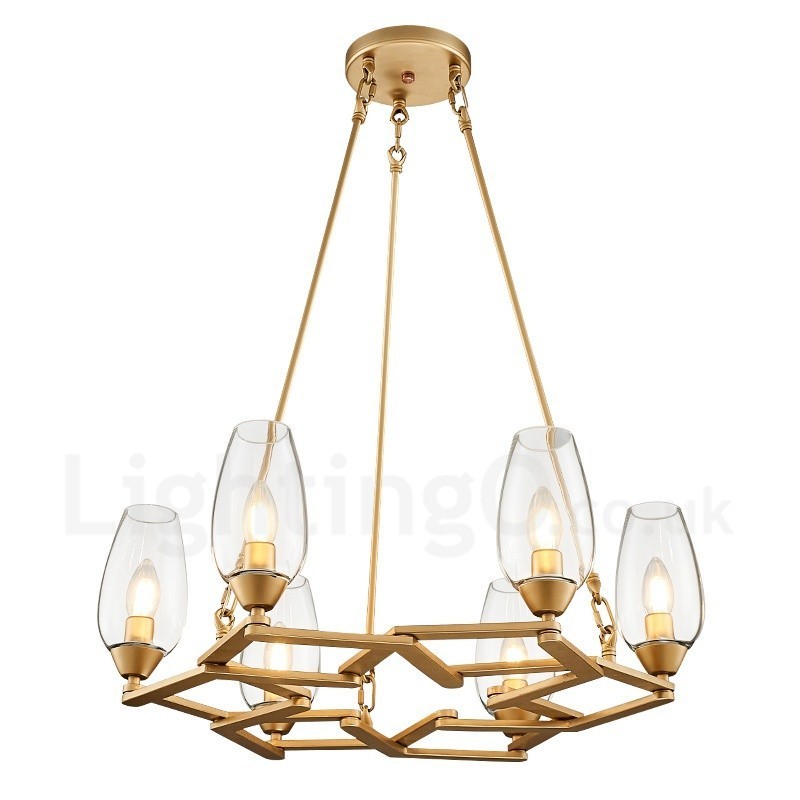 Lampada a sospensione moderna contemporanea in acciaio e vetro 6 luci E14 Ø61 cm H66 cm