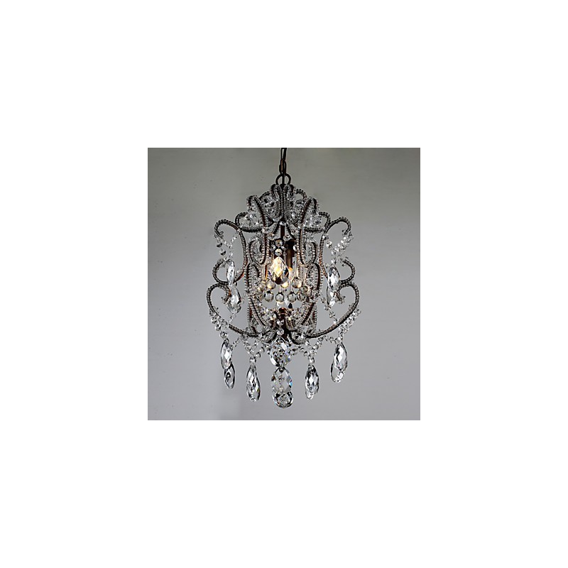 Lampadario a sospensione vintage in cristallo nero 2 lampadine E26/E27