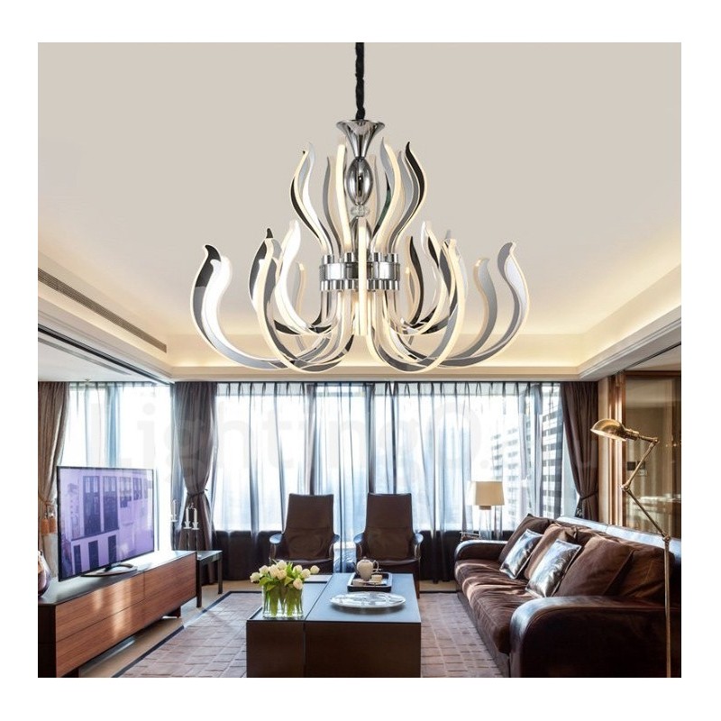 Lampadario moderno contemporaneo in acrilico 24 luci LED Ø 90 cm H 55 cm