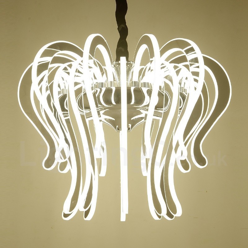 Lampadario moderno contemporaneo 20 luci in acciaio con paralume in acrilico