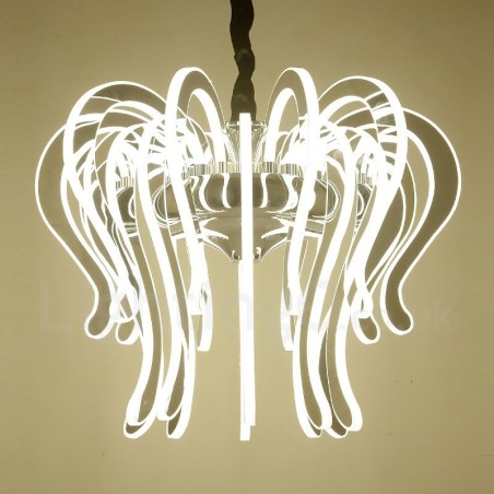 Lampadario moderno contemporaneo 20 luci in acciaio con paralume in acrilico