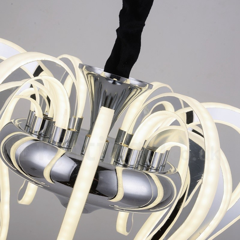 Lampadario moderno contemporaneo 20 luci in acciaio con paralume in acrilico