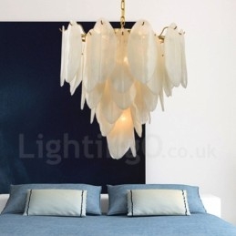 Lampada a sospensione contemporanea in acciaio a 6 luci con paralume in vetro E14, Ø 60 cm