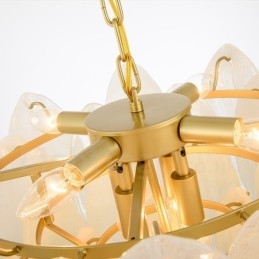 Lampada a sospensione contemporanea in acciaio a 6 luci con paralume in vetro E14, Ø 60 cm