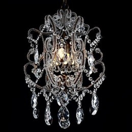 Lampadario a sospensione vintage in cristallo nero 2 lampadine E26/E27