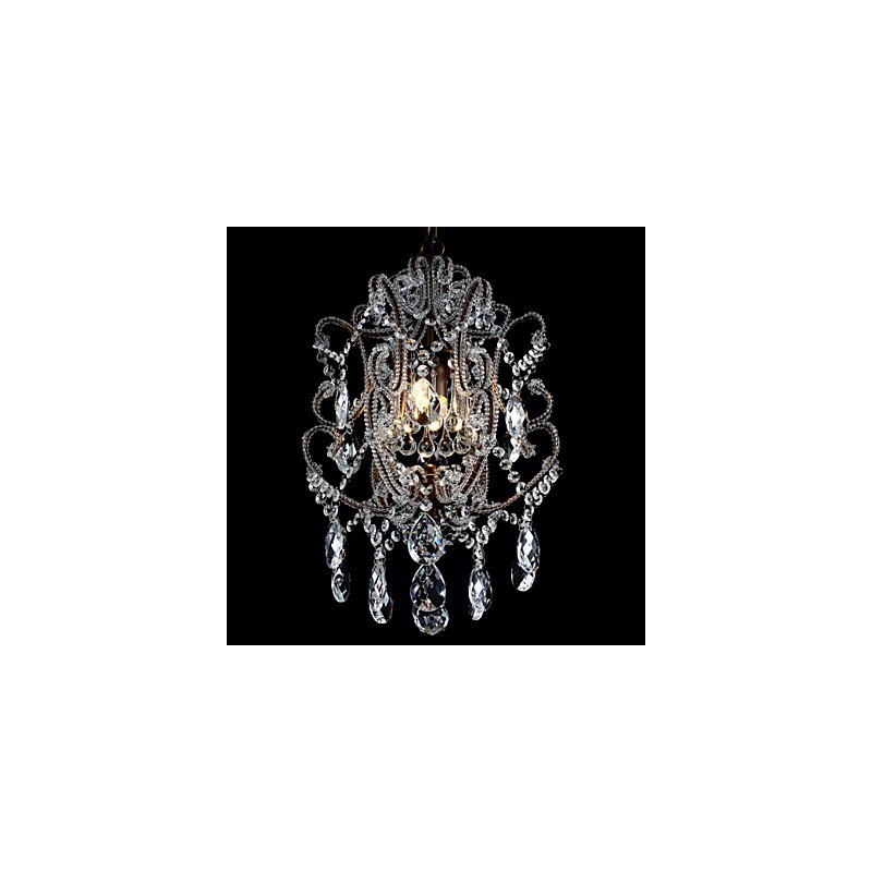Lampadario a sospensione vintage in cristallo nero 2 lampadine E26/E27