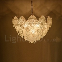 Lampada a sospensione contemporanea in acciaio e vetro a 4 luci E14 Ø 60 cm H 40 cm