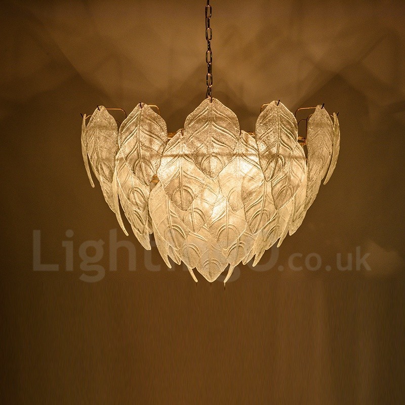 Lampada a sospensione contemporanea in acciaio e vetro a 4 luci E14 Ø 60 cm H 40 cm