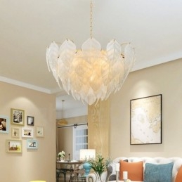 Lampada a sospensione contemporanea in acciaio e vetro a 4 luci E14 Ø 60 cm H 40 cm