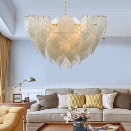 Lampada a sospensione contemporanea in acciaio e vetro a 4 luci E14 Ø 60 cm H 40 cm