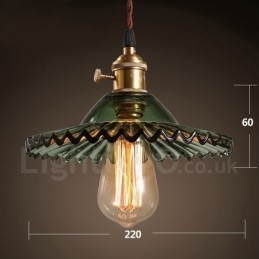 Lampada a sospensione rustica retrò 1 luce in acciaio con paralume in vetro E27 Ø 22 cm