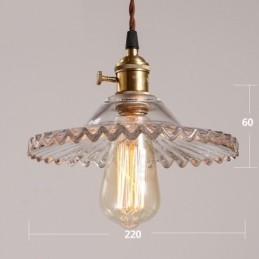 Lampada a sospensione rustica retrò 1 luce in acciaio con paralume in vetro E27 Ø 22 cm