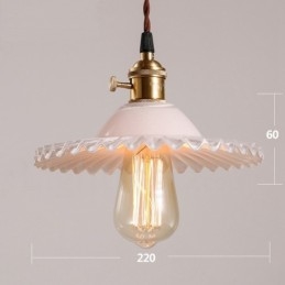 Lampada a sospensione rustica retrò 1 luce in acciaio con paralume in vetro E27 Ø 22 cm