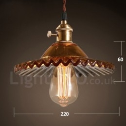 Lampada a sospensione rustica retrò 1 luce in acciaio con paralume in vetro E27 Ø 22 cm