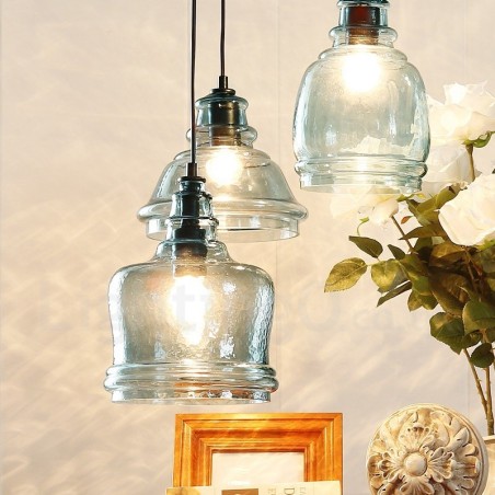 Lampada a sospensione contemporanea in acciaio e vetro 1 luce E27