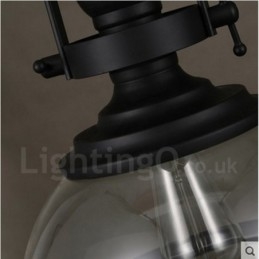 Lampada a sospensione vintage in acciaio e vetro 1 luce E27 Ø 31 cm H 37 cm