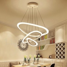 Lampada a sospensione LED a 3 luci in lega di alluminio con paralume in acrilico, dimmerabile con telecomando