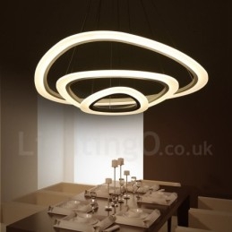 Lampada a sospensione LED a 3 luci in lega di alluminio con paralume in acrilico, dimmerabile con telecomando