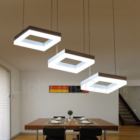 Lampada a sospensione contemporanea a 3 luci in lega di alluminio con paralume in acrilico, diametro 70 cm