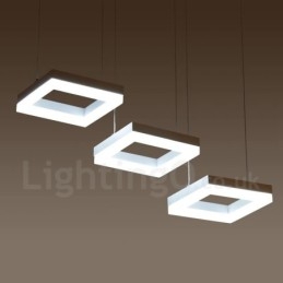 Lampada a sospensione contemporanea a 3 luci in lega di alluminio con paralume in acrilico, diametro 70 cm