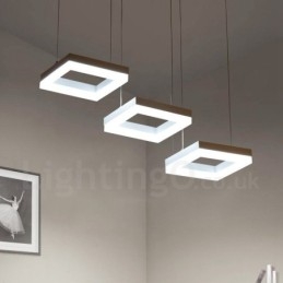 Lampada a sospensione contemporanea a 3 luci in lega di alluminio con paralume in acrilico, diametro 70 cm