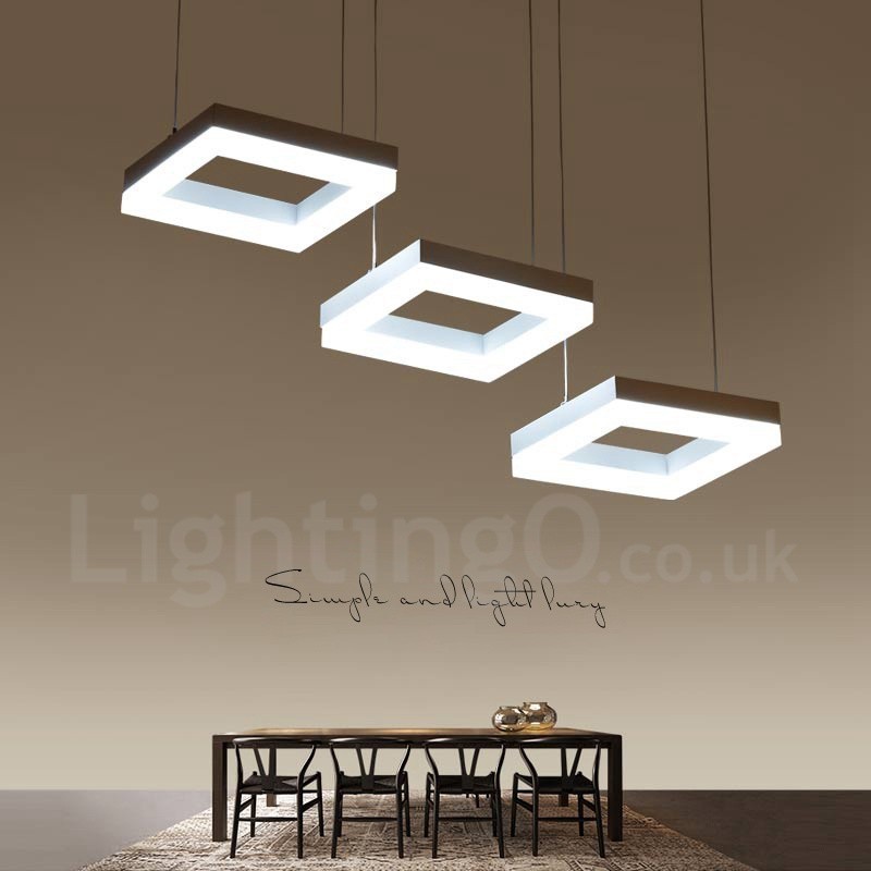 Lampada a sospensione contemporanea a 3 luci in lega di alluminio con paralume in acrilico, diametro 70 cm