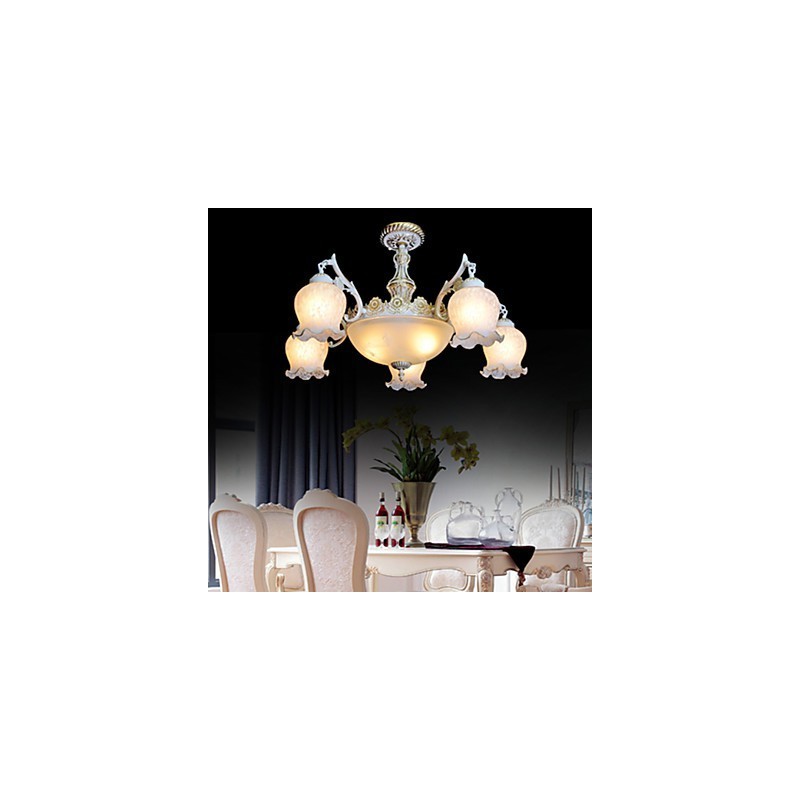 Lampadario classico retrò vintage in metallo bianco e oro