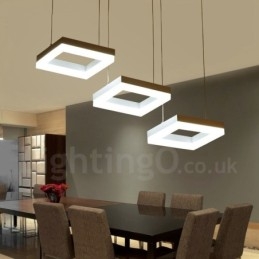 Lampada a sospensione contemporanea a 3 luci in lega di alluminio con paralume in acrilico, diametro 70 cm