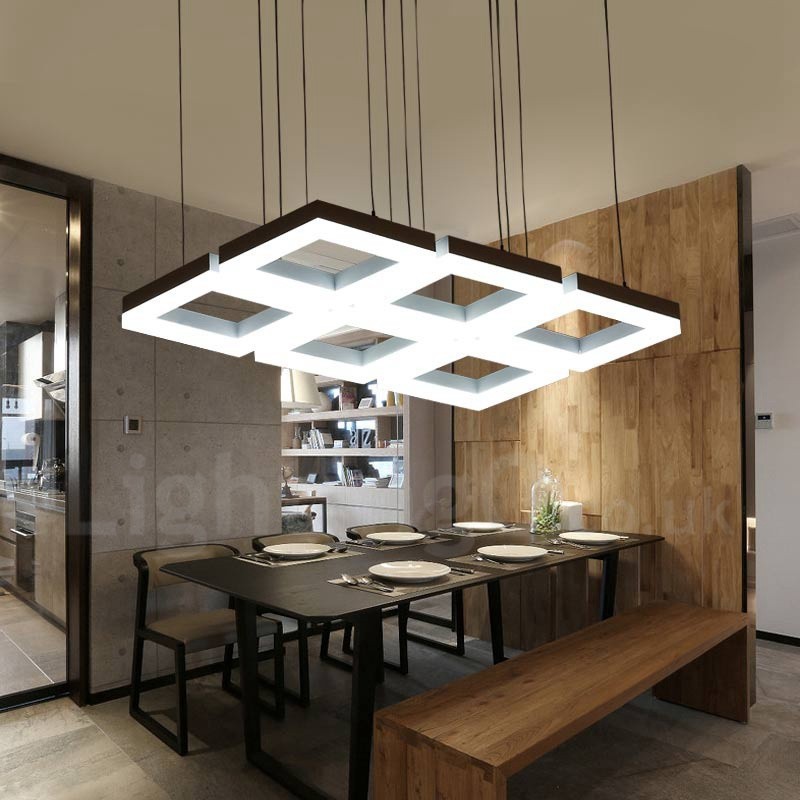 Lampada a sospensione moderna a 6 luci in lega di alluminio con paralume in acrilico, Ø 70 cm