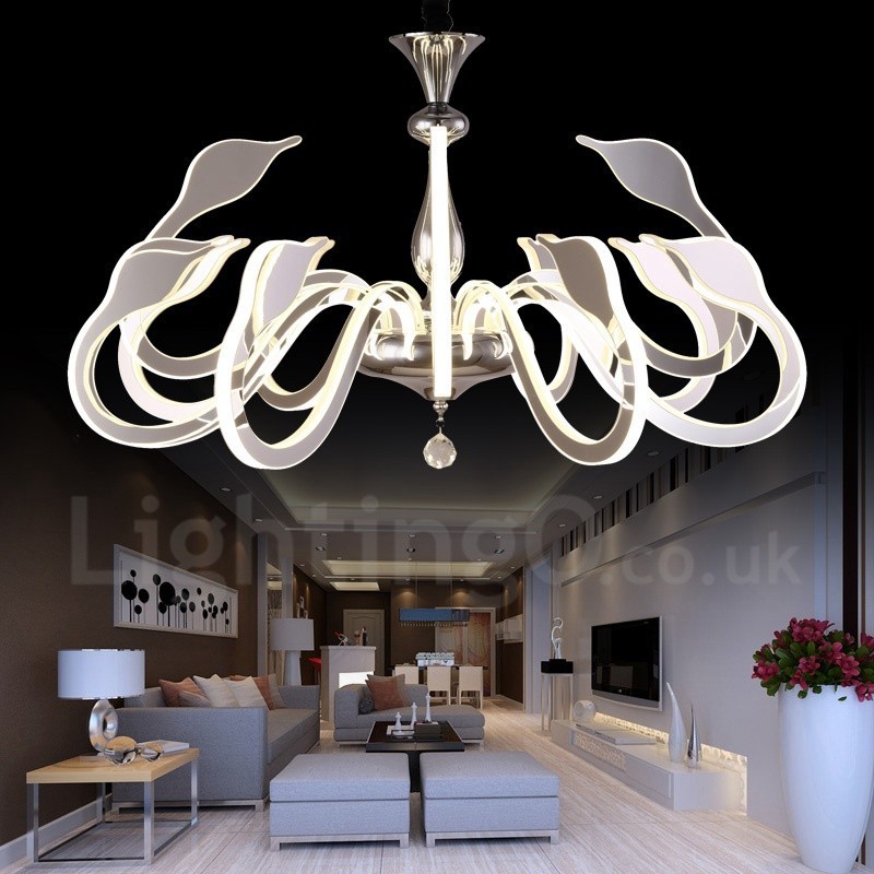 Lampadario moderno contemporaneo dimmerabile 12 luci in acciaio con paralume in acrilico
