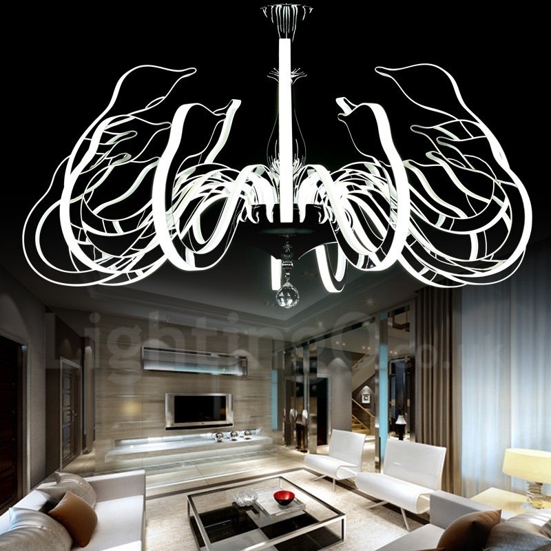 Lampadario moderno dimmerabile in acciaio con paralume in acrilico e 15 luci, Ø 95 cm H 46 cm