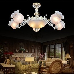 Lampadario classico vintage in metallo bianco e oro con paralume in vetro bianco 1 lampadina E26/E27
