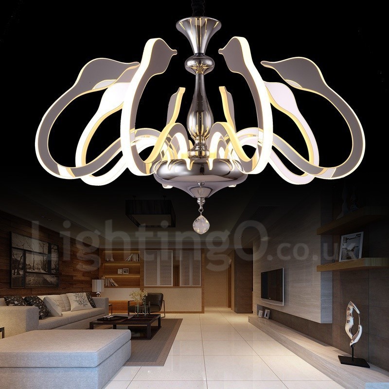 Lampadario moderno dimmerabile a 8 luci in acciaio con paralume in acrilico, Ø 80 cm H 46 cm