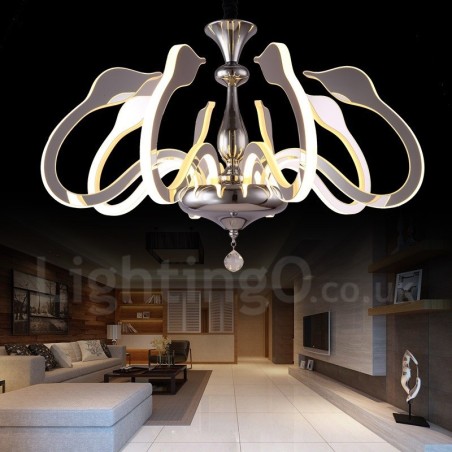 Lampadario moderno dimmerabile a 8 luci in acciaio con paralume in acrilico, Ø 80 cm H 46 cm