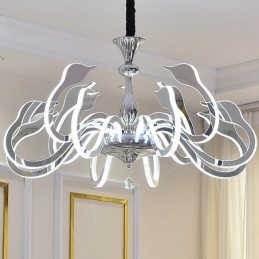 Lampadario moderno contemporaneo dimmerabile 10 luci in acciaio con paralume in acrilico