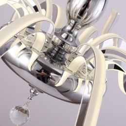 Lampadario moderno contemporaneo dimmerabile 6 luci in acciaio con paralumi in acrilico