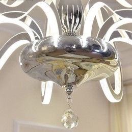 Lampadario moderno contemporaneo dimmerabile 6 luci in acciaio con paralumi in acrilico