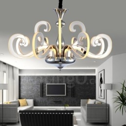 Lampadario contemporaneo dimmerabile in acciaio a 12 luci con paralume in acrilico