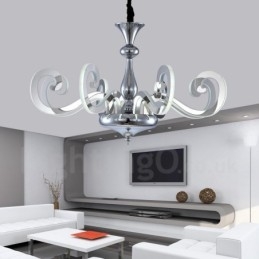 Lampadario moderno contemporaneo dimmerabile a 8 luci in acciaio e acrilico Ø 80 cm H 46 cm