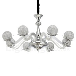 Lampadario moderno contemporaneo dimmerabile a 8 luci in acciaio con paralume in lega di alluminio